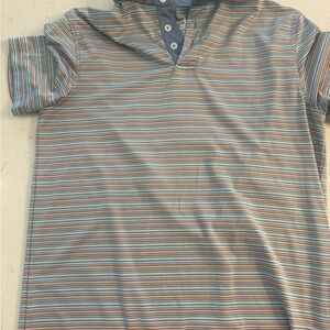 Striped Polo Shirt with Button Collar